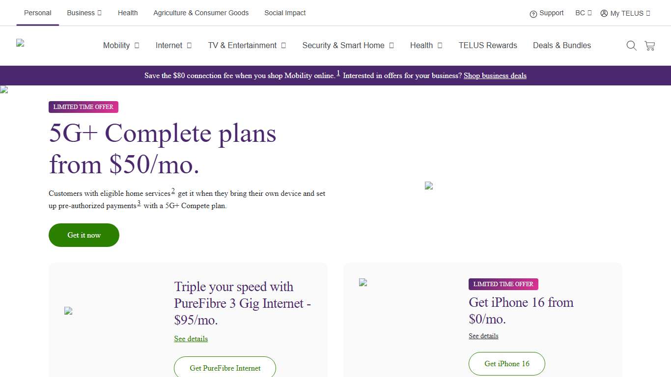Phones, Internet and TV on the most-awarded network TELUS